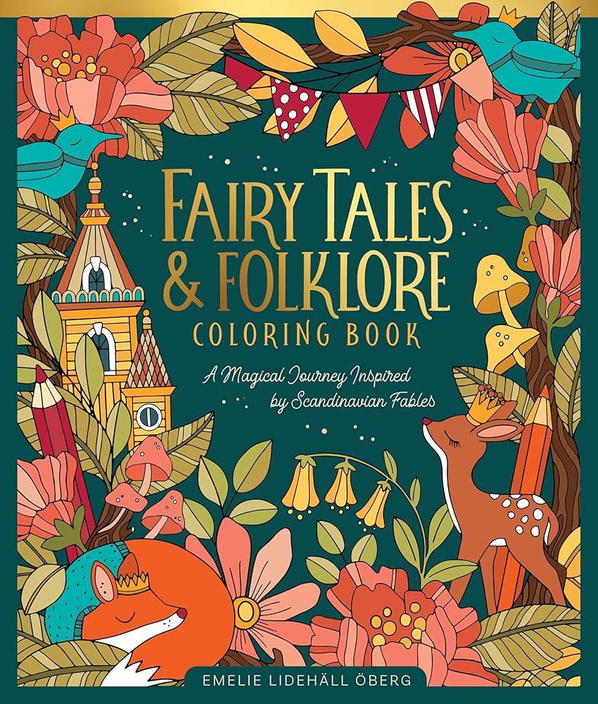 Fairy Tales & Folklore Coloring Book: A Magical Journey Inspired by Scandinavian Fables cover image